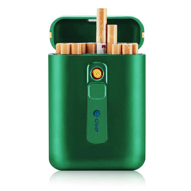 Modern Zinc Alloy Cigarette Case & Lighter Box Portable 20-Piece Slim USB Rechargeable Flameless Lighter for Smokers