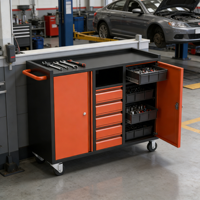Armoire à outils métallique robuste et moderne à 5 tiroirs avec serrure à clé, chariot de rangement personnalisable OEM pour garage et atelier