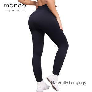 Leggings de <span class=keywords><strong>grossesse</strong></span> pour femmes 90% nylon 10% élasthanne Tricot sans couture Leggings de yoga de maternité noirs - Product Image 3