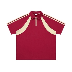 Polo à manches raglan pour homme en coton 100% avec logo personnalisé, fermeture éclair 1/4, uniforme de classe, impression numérique, polo unisexe - Product Image 3
