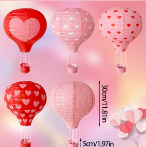 DAMAI Valentine's Day Decoration Wedding Themed Party Supplies Disposable <b>Red</b> and Pink Hot Air Balloon Shaped <b>Paper</b> Latern - Product Image 6