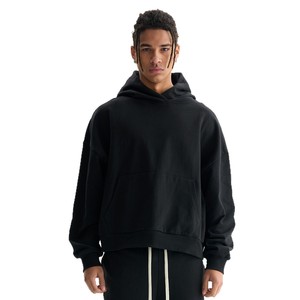 Sweat à capuche d'hiver pour homme KF1387, 420 GSM, en coton épais, de haute qualité, coupe ample et carrée, couleur unie, 100 % coton respirant - Product Image 5