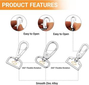 Kit de Herrajes Metálicos para Bolsos: Ganchos Giratorios, Anillas Ovaladas y Cuadradas, Hebillas Deslizantes y Cierres Giratorios para Fabricación de Bolsos, Color Plata - Product Image 3