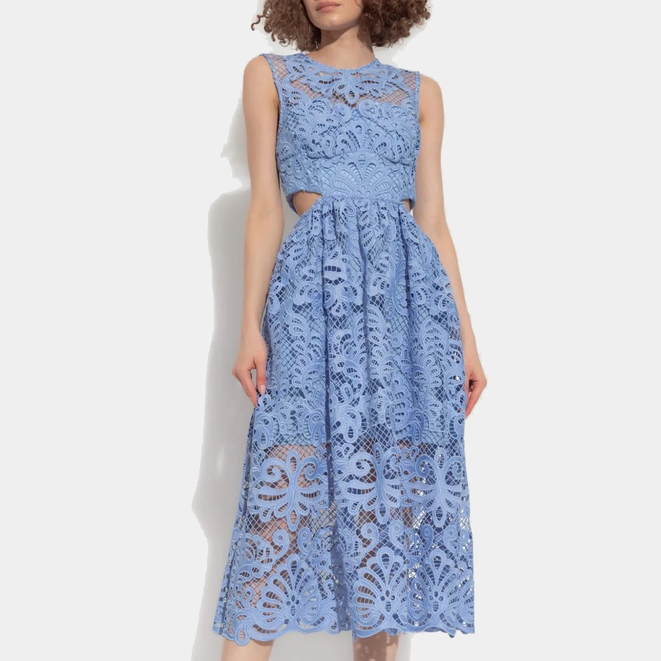 princess polly baby blue dress TCEC Baby Blue Scalloped Midi Dress