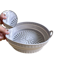 Panier d'accessoires pour friteuse à air en silicone antiadhésif, pliable, carré, rond, plateau de cuisson en silicone pour friteuse, doublure en silicone pour friteuse