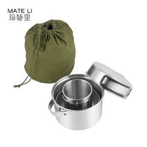 Ensemble de casseroles en acier inoxydable de qualité alimentaire 304 pour la cuisine en plein air, l'escalade et le <span class=keywords><strong>camping</strong></span>, comprenant une poêle antiadhésive, une casserole, un bol et une tasse - Product Image 3