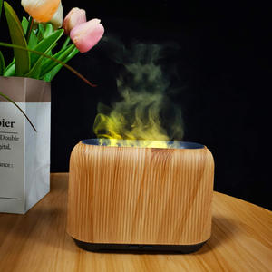 Diffuseur d'arômes ultrasonique miniature JCSY-1809 5V USB, finition imitation bois avec effet flamme et sept lumières colorées - Product Image 3