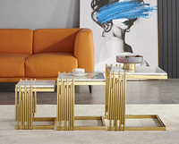 Nouveau design de table basse nordique ensemble de table à thé de salon petite table centrale d'acier inoxydable d'appartement de luxe léger