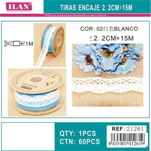 Strisce di pizzo Ilan 2,2 cm x 15 m bianche per artigianato e decorazioni - Product Image 3