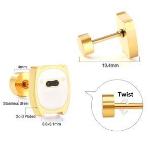 Aretes de Dibujos Animados Hipoalergénicos, Lindos y en Oferta, Aretes de Acero Inoxidable 18k para Bebés, Joyería Unisex - Product Image 1