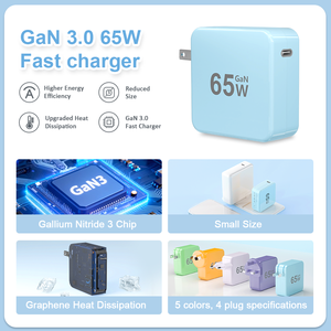 Chargeur rapide 65W Type-C PD 3.0 avec prise pliable EU/US/AU/UK pour iPhone, MacBook, <span class=keywords><strong>HP</strong></span>, Samsung, Switch, adaptateur de voyage miniature - Product Image 2