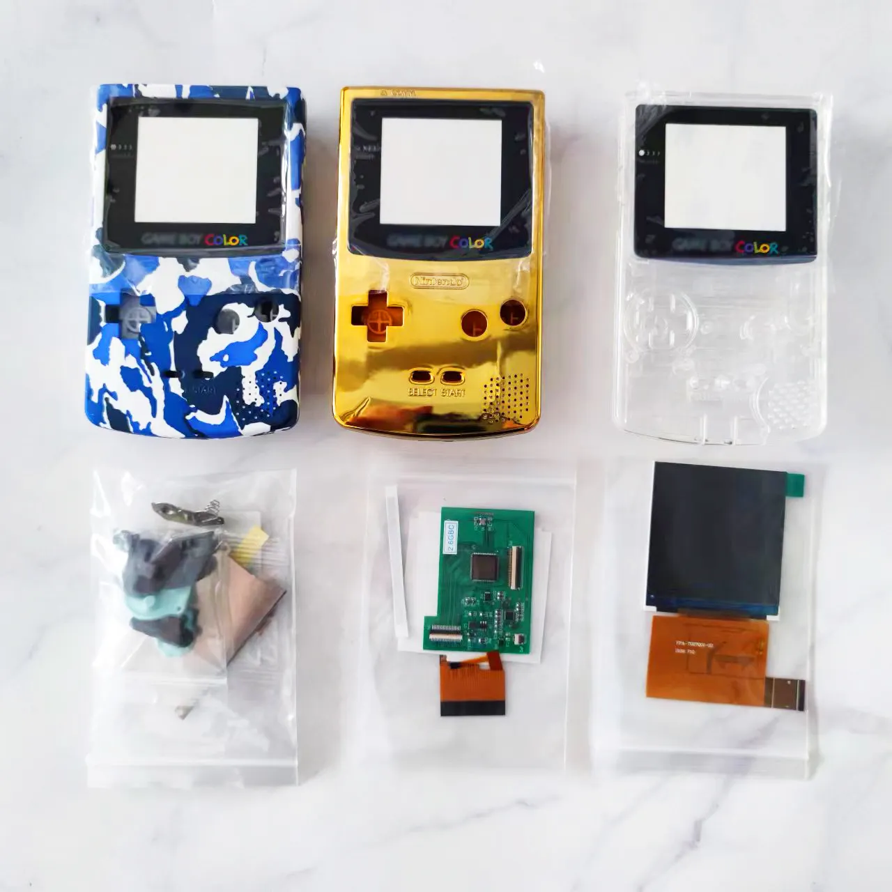 USA Free Shipping/keine Notwendigkeit, 2,6 "GBC IPS hintergrund beleuchteten Bildschirm und Reparatur Ersatz schale für Game Color Boy zu schneiden