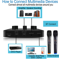 Hiaudio UHF Plastik Karaoke Kablosuz Mikrofon Mikser Sistemi OEM ODM Çift Kanallı Dahili BT Bağlantılı Soundbar Toplantı Amfisi