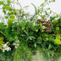 Guirlande de fleurs artificielles blanches et vertes, faite à la main, durable, personnalisable, en soie, pour décoration d'arche de mariage