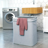 Panier à linge pliable en bambou double personnalisé avec couvercle pour la maison, pour le linge sale ou les vêtements