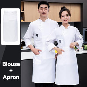 Blouse de chef à manches longues en coton mélangé, respirante, confortable, en tissu tricoté, uniformes de cuisine pour boulanger, pâtissier, chef cuisinier - Product Image 2