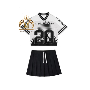 Printemps été femmes tenues mignonnes imprimer maille Jersey chemise Mini jupe 2 pièces ensembles filles Y2K décontracté deux pièces ensemble de vêtements femmes - Product Image 6