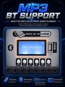 Mezclador de Sonido Profesional GBA-26, Consola de Mezcla de Audio |   26 Canales |   Ecualizador de 7 bandas |   99 Efectos DSP |   USB/MP3/BT 5.0 |   Fuente de alimentación Phantom - Product Image 6