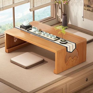 New Chinese style Zen-inspired bay window <b>table</b>, home use, tatami-style <b>folding</b> Zen-inspired <b>small</b> tea <b>table</b>, floor-standing or - Product Image 1