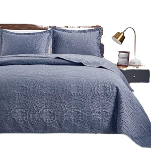 Set di trapunte con motivo a gettone in stile moderno in stile Love soffice <span class=keywords><strong>copriletto</strong></span> in microfibra <span class=keywords><strong>blu</strong></span> per letto matrimoniale per tutta la stagione 3 pezzo 1 trapunta 2 - Product Image 1