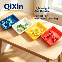 Plateau en plastique multicolore empilable rectangulaire Montessori pour enfants, plateau de tri léger pour la classe, rangement pour travaux manuels, plateaux en plastique