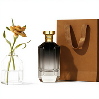 Flacon de parfum en verre transparent, conteneur de parfum vide irrégulier avec couvercle doré, emballage personnalisé avec logo, 30 ml, 50 ml, 100 ml