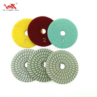 Diamètre 4 pouces 100mm 3 étapes résine collée Flexible main diamant tampons de polissage pour pierre marbre Quartz pierre meulage humide