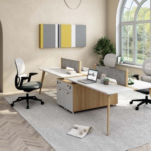 New Design Yellow Screen Wooden Office Furniture Cubicle 2 4 6 Seaters Office Workstation <b>Desk</b> - Product Image 1