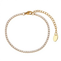 Bracelet tennis en acier plaqué or 3 mm avec zircone cubique, design serti, style tendance, vente en gros