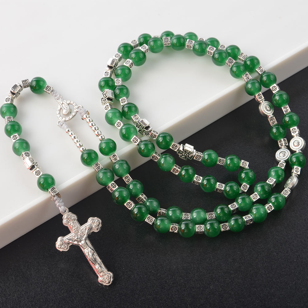 Glass Bead Rosary Style Necklace OOKWE Fashion Handmade Glass