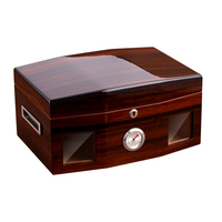 Humidificateur en bois de finition piano de qualité supérieure Boîte de rangement pour cigares en bois recyclable faite à la main avec serrure et vitres Étui à cigares haut de gamme