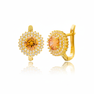 Pendientes de piedra de citrino naranja estilo Diamante, joyería de plata de ley turca hecha a mano, venta al por mayor - Product Image 2