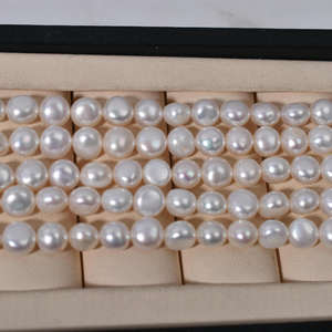 Natural 7-8mm Freshwater <b>Pearls</b> Non-Nuclear White Four-Sided Glossy Bread Beads Elongated Semi-Finished <b>Loose</b> Bead Necklace - Product Image 2