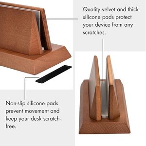 Support pour ordinateur portable en bois fait main, personnalisé par l'usine OEM, durable, réglable en hauteur, double support fixe, multifonctionnel, pour utilisation sur bureau, noir - Product Image 2
