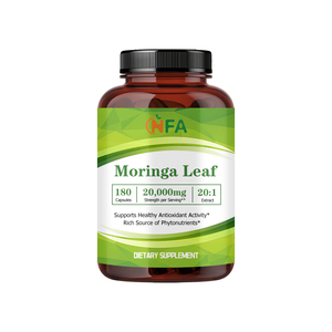 Capsules de feuilles de Moringa de haute qualité avec extrait de Moringa 20:1, favorisent la digestion, l'immunité, l'énergie, la clarté mentale et sont antioxydantes - Product Image 1