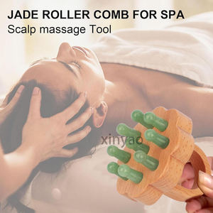 Cepillo masajeador de cabeza de cuero cabelludo de madera Jade Manual portátil con logotipo personalizado, herramienta de masaje corporal de mano, cepillo para el cabello húmedo y seco - Product Image 3