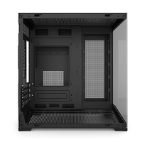 Boîtier M-ATX panoramique vue mer, design incliné, tour de jeu noire, châssis PC en verre intégral 270°, supportant une carte graphique de 335 mm et 7 ventilateurs