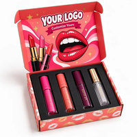 Boîtes d'expédition en carton ondulé rose imprimées sur mesure style Pop Art pour ensemble de gloss à lèvres, boîte cosmétique de luxe, offre en gros écologique pour usine, faible MOQ