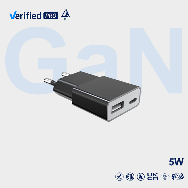 TKT 5W Slim USB-C Fast Charging PD3.0 Dual Ports USB-A + Type-C Travel Adapter MFI Certified for Mobile Phones Charging Block