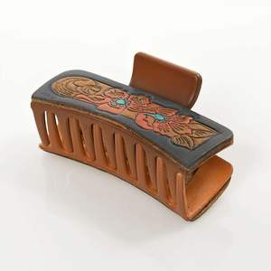 Pinza para el Cabello de Cuero Vacuno Genuino Estilo Vaquera Vintage, Accesorio para el Cabello Hecho a Mano Estilo Western - Product Image 4