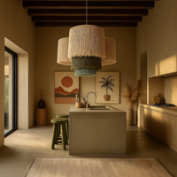 Lustre suspendu de style plage, luminaire de plafond, décorations murales en macramé, designs artistiques, décoration intérieure, abat-jour, cadeau