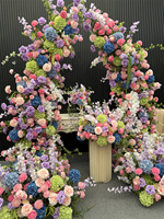 Nouvelle conception 2027 : Arche florale artificielle bleu violet rêveur pour mariage, fond de scène en soie avec roses et hortensias pour événements et fêtes