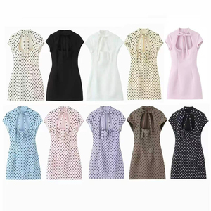 <span class=keywords><strong>Vestido</strong></span> Mini Vintage con Estampado <span class=keywords><strong>de</strong></span> Puntos <span class=keywords><strong>para</strong></span> Mujer, Cuello Cuadrado, Manga Corta, Corte en A, <span class=keywords><strong>para</strong></span> Bodas, Fiestas, Verano 2026 - Product Image 4