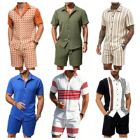 Ensemble deux pièces décontracté et fin pour homme, idéal pour l'été : T-shirt à manches courtes et pantalon à revers aux chevilles