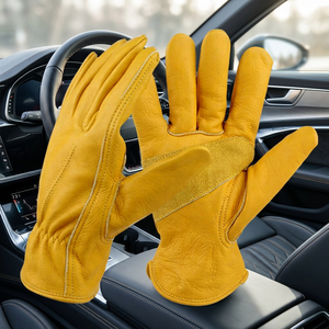 Guantes de Trabajo de Cuero de Grano Superior Resistentes a la Electrónica Estática, Anti-corte, Anti-calor, Protección Contra Impactos, 7 oz, Textura Lisa, Uso General - Product Image 4