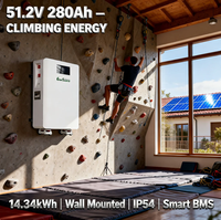Baterai Lithium 51.2V 48V 280Ah 14kWh untuk Sistem Tenaga Surya Off Grid, Terpasang di Dinding dengan Roda