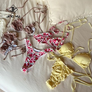 Ensemble de bikini à lacets, maillot de bain floral, maillots de bain à marque privée, nouveauté pour femmes 2024, bikinis personnalisés, bikini en matériau recyclé - Product Image 5