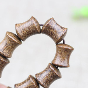 Golden Sandalwood <b>Bracelet</b> 10x12mm Bamboo Joint Style Unisex Couple Gift Jewelry Ethnic Fashion <b>Beaded</b> <b>Bracelet</b> - Product Image 2