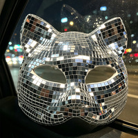 Masque de mascarade en forme de renard, en mosaïque de miroir argenté brillant, demi-masque réfléchissant pour soirée nocturne