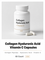 Cápsulas de Colágeno, Ácido Hialurónico y Vitamina C OEM ODM, 60 Unidades, Cápsulas de Cápsula Dura, Suplemento Dietético